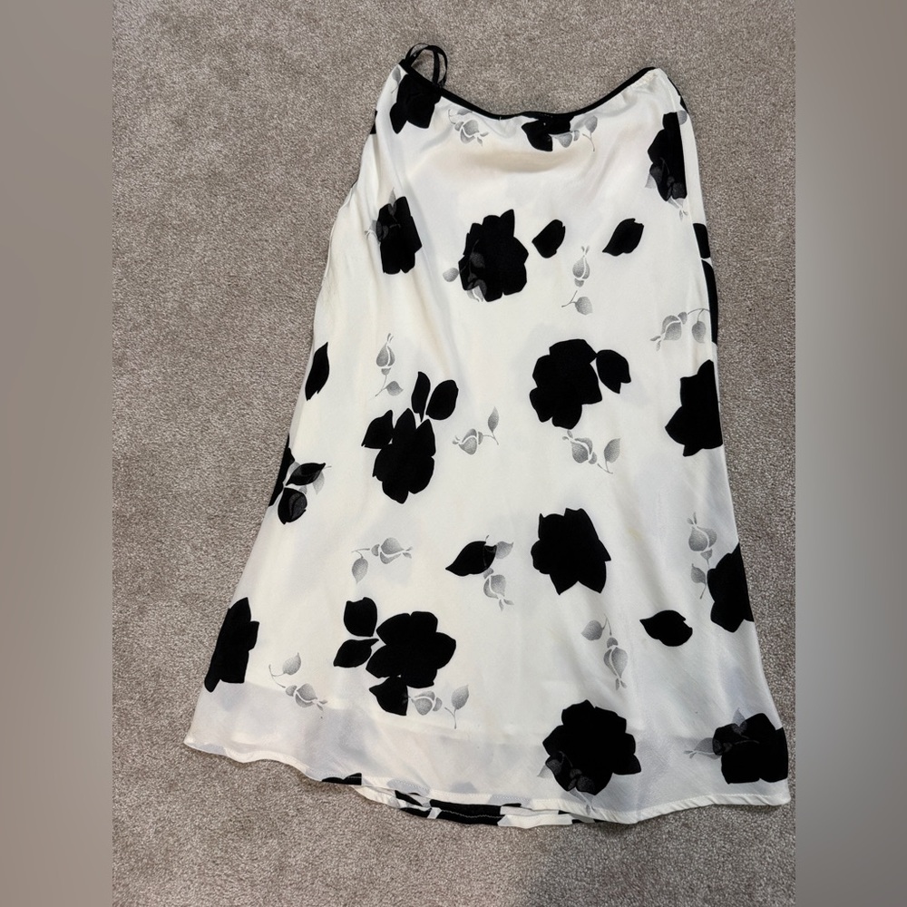Vintage Arden B Black and White Floral A-Line Slip Skirt size 6 - Picture 5 of 10